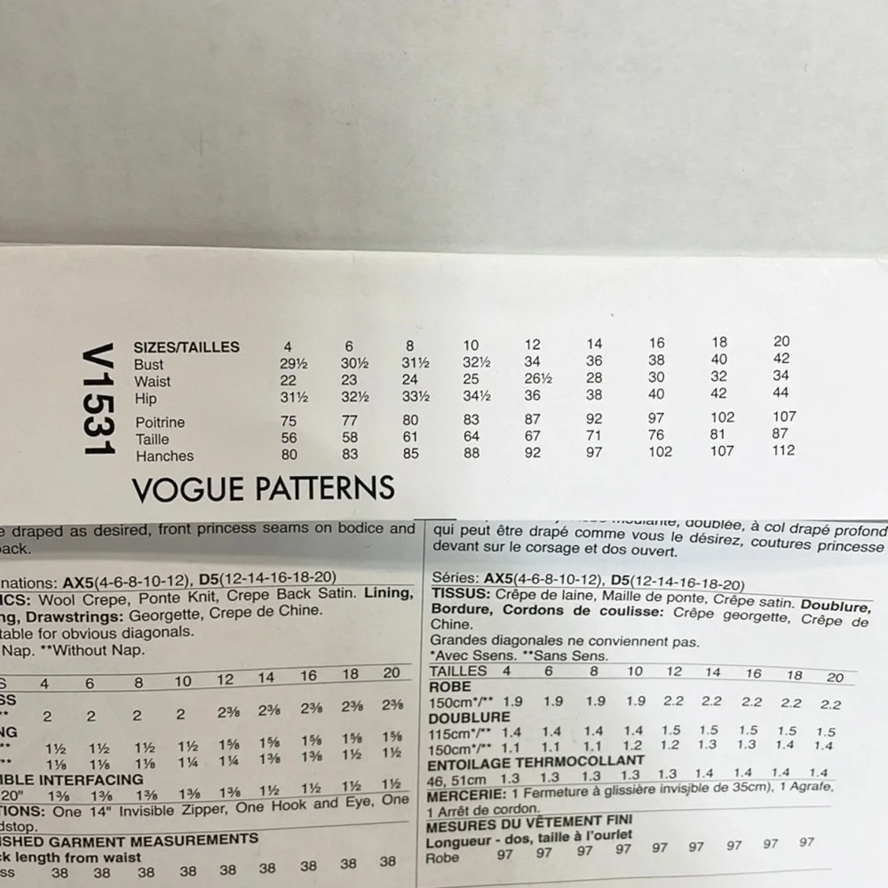 Vogue Sewing Pattern V1531‎ Lialia Julia Alarcon Women Dress NEW Sz AX5